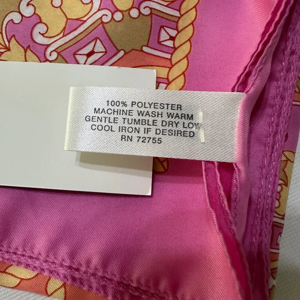 NWT Fattorseta Italy Satin Scarf Set 2 Pink Teal Nautical Equestrian Preppy Chic